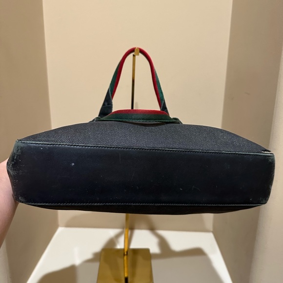 Gucci Web Sherry Line Denim and Leather Tote - Picture 2 of 10